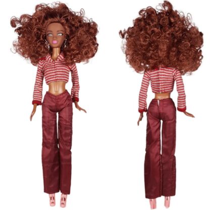 Uhuru Doll Stripe Crop Top Red Pant - Image 2